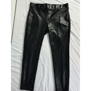 LOFT Faux Leather Black Leggings‎ Soft Shine Size Large Holiday Party